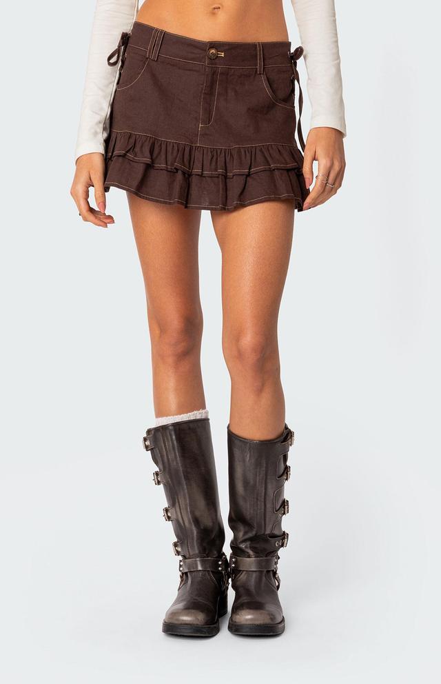 Edikted Women's Dev Ruffle Linen Mini Skirt Product Image