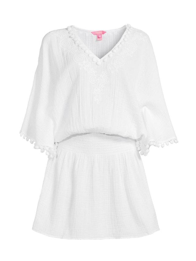 Womens Amaury Embroidered Cotton Gauze Cover-Up Minidress Product Image