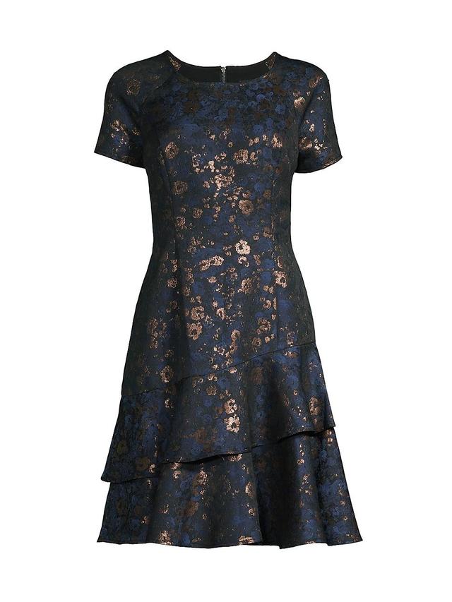 Womens Floral Jacquard Tiered Minidress Product Image