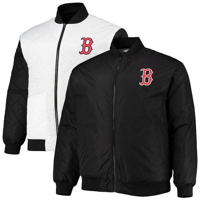 Mens White/Black Boston Red Sox Reversible Satin Full-Zip Jacket Product Image