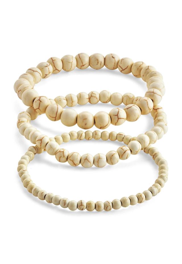 Cream Howlite Beaded Stretch Bracelet Set Product Image