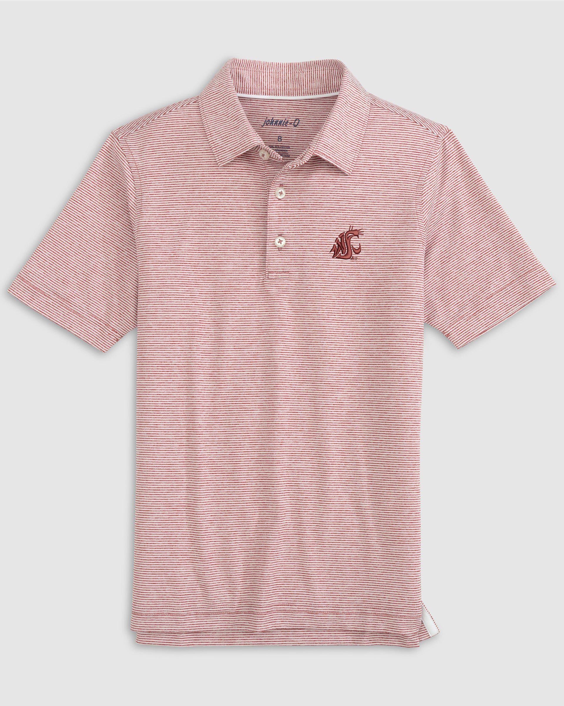 johnnie-O Washington State Lyndonn Jr. Striped Jersey Performance Polo Product Image