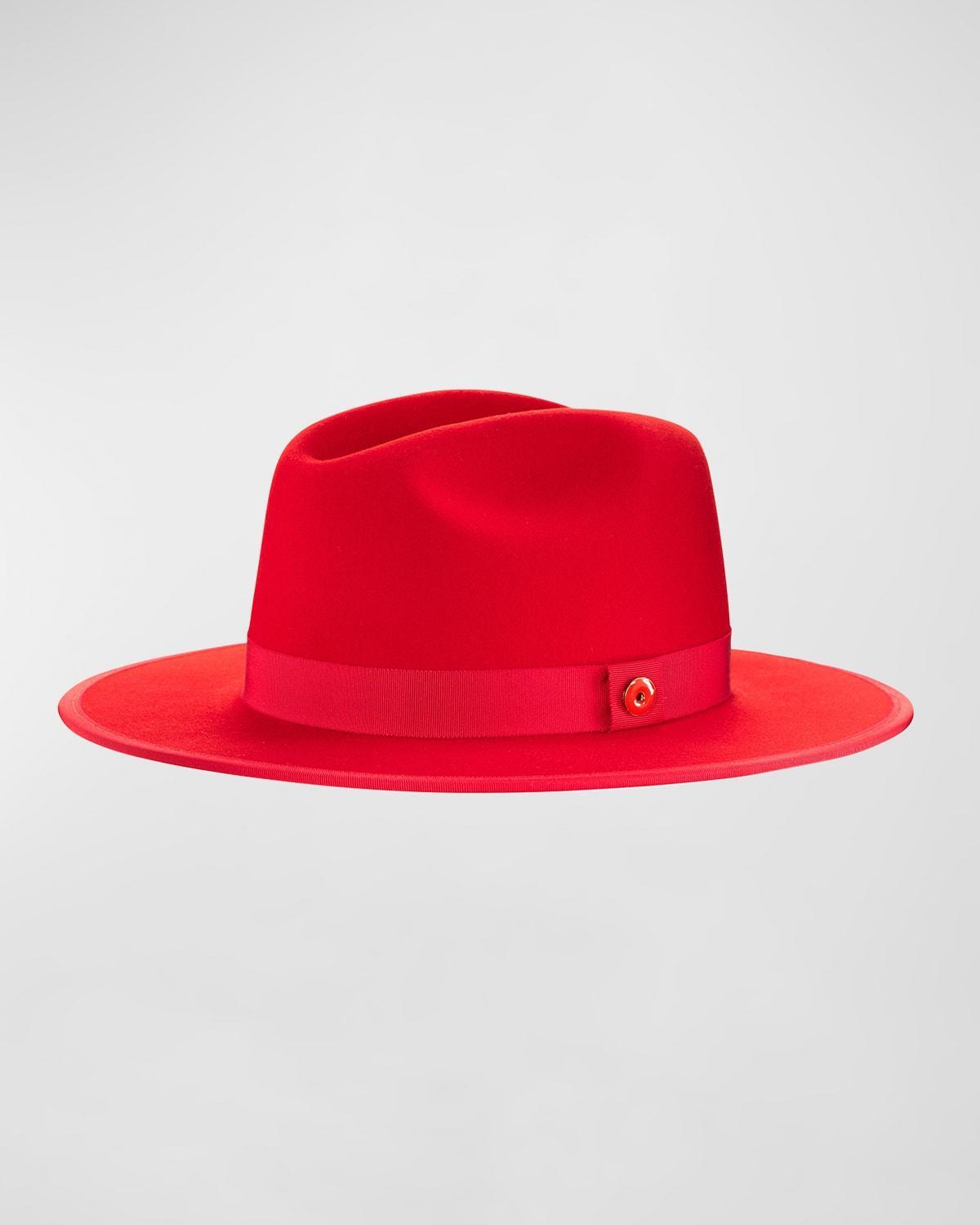 Mens Queen Red-Brim Wool Fedora Hat Product Image