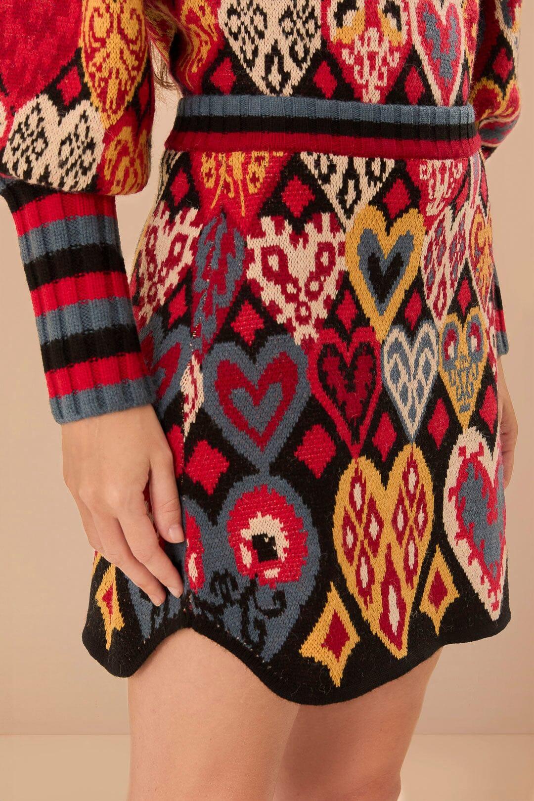 Black Hearts Ikat Knit Skirt Product Image