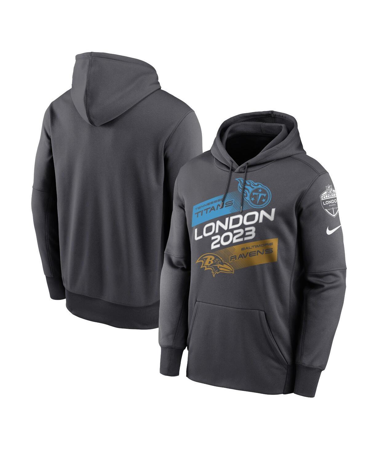 Mens Nike Anthracite Tennessee Titans vs. Baltimore Ravens 2023 London Game Pullover Hoodie Product Image