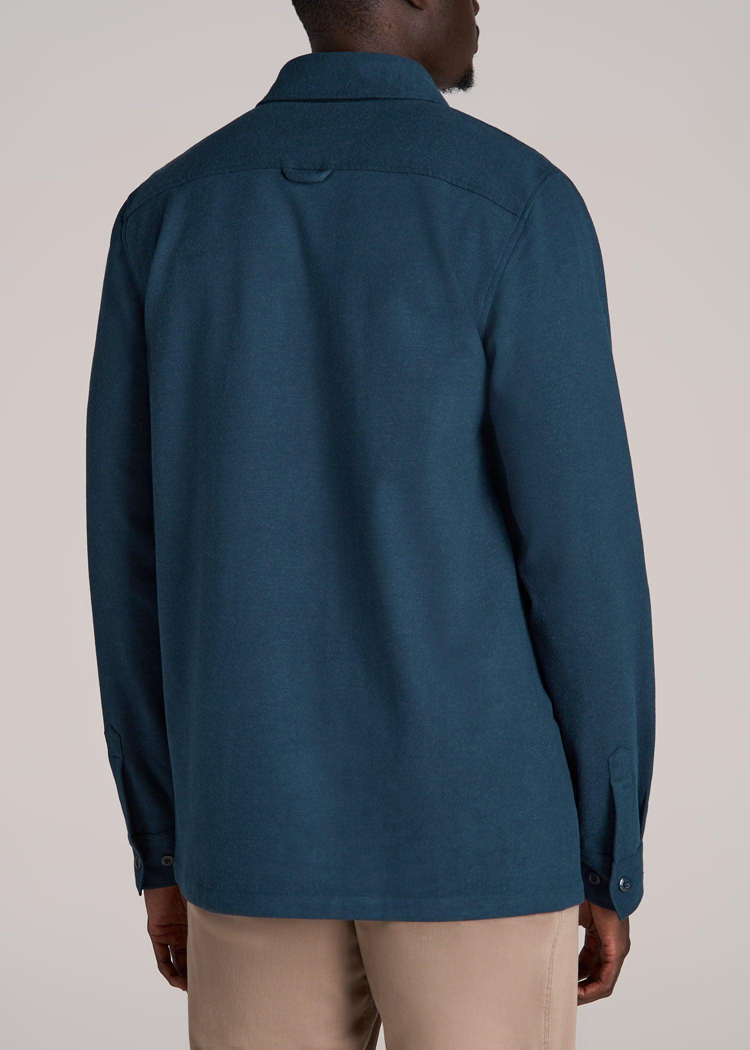 Stretch Knit Overshirt Men's in Bright Navy Product Image