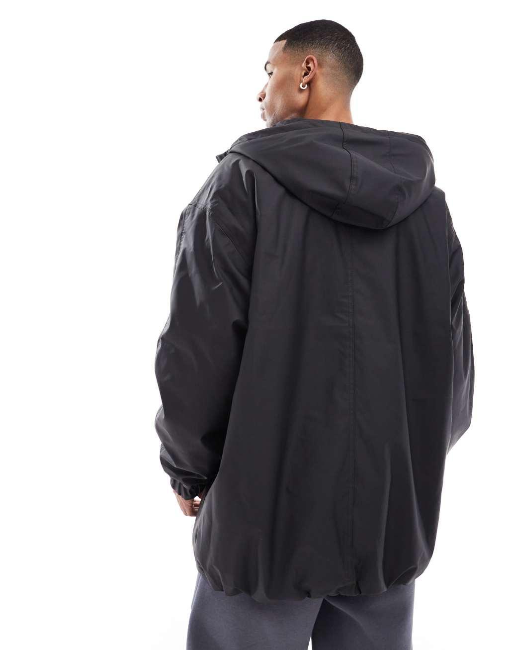 Bershka nylon tech raincoat in black Product Image