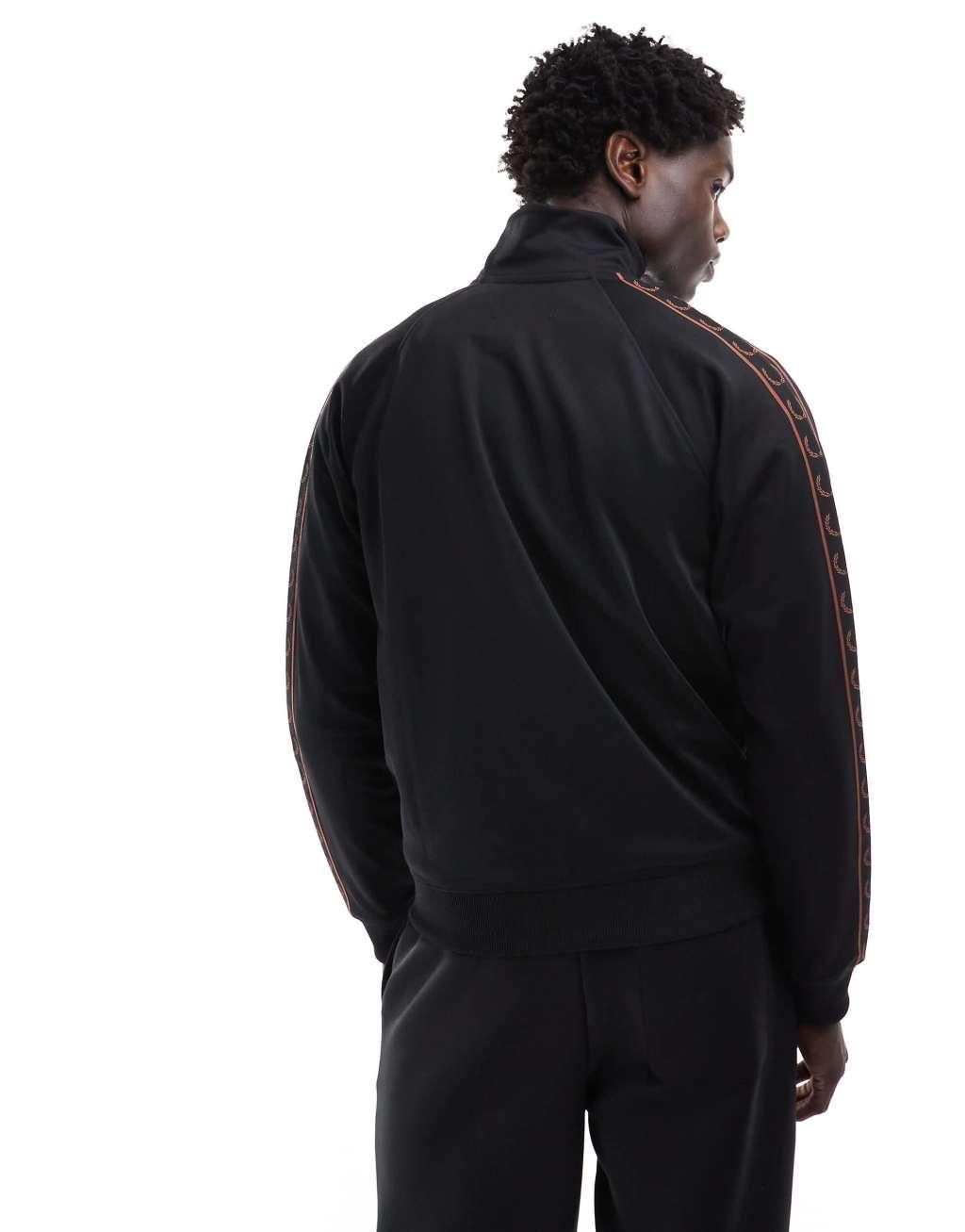 Fred Perry taped track jacket in black with contrast trim - part of a set Product Image