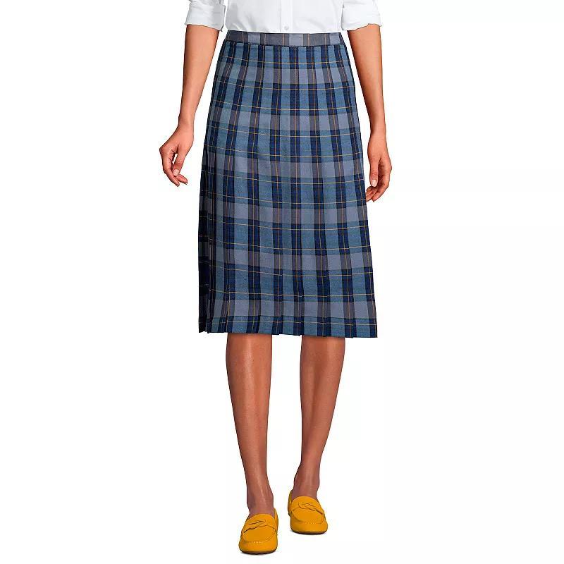 Womens Lands End School Uniform Plaid Pleated Midi Skirt Product Image