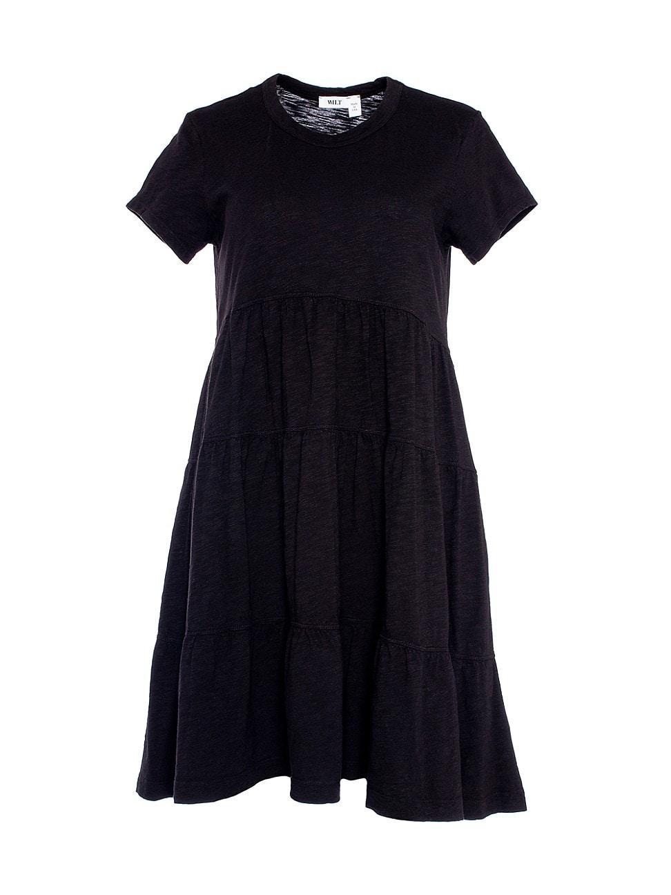 Womens Short Sleeve Tiered Trapeze Dress Product Image