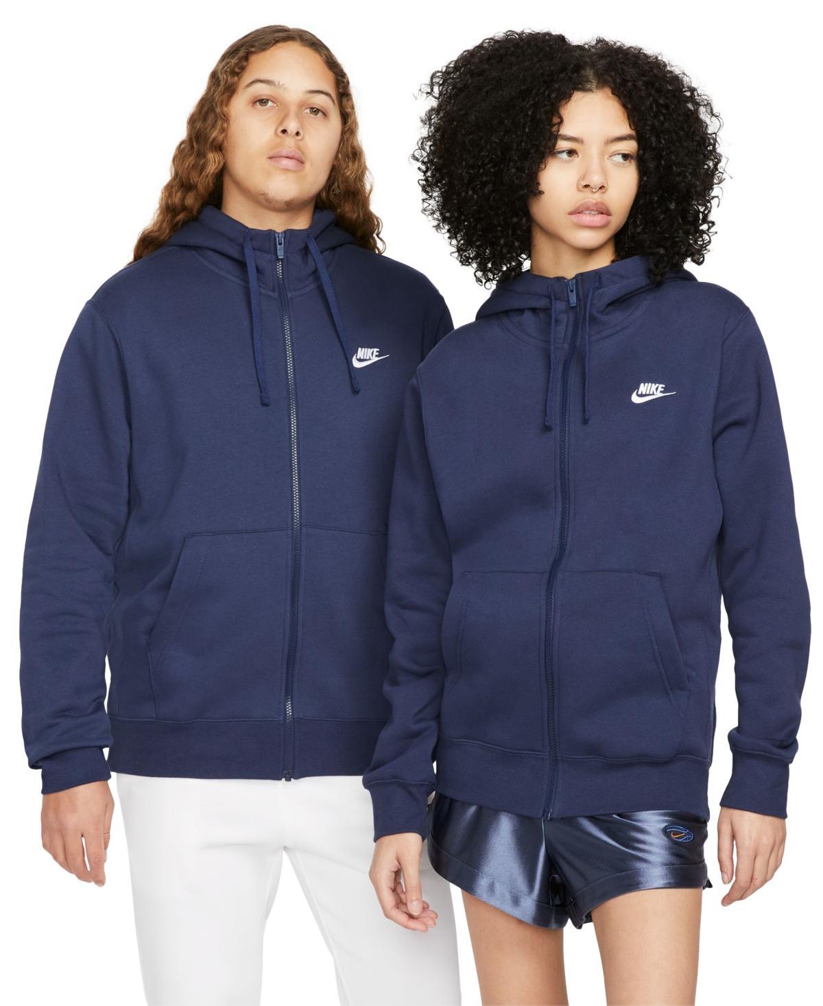 Nike Mens Nike Club Full-Zip Hoodie - Mens White/Midnight Navy Product Image