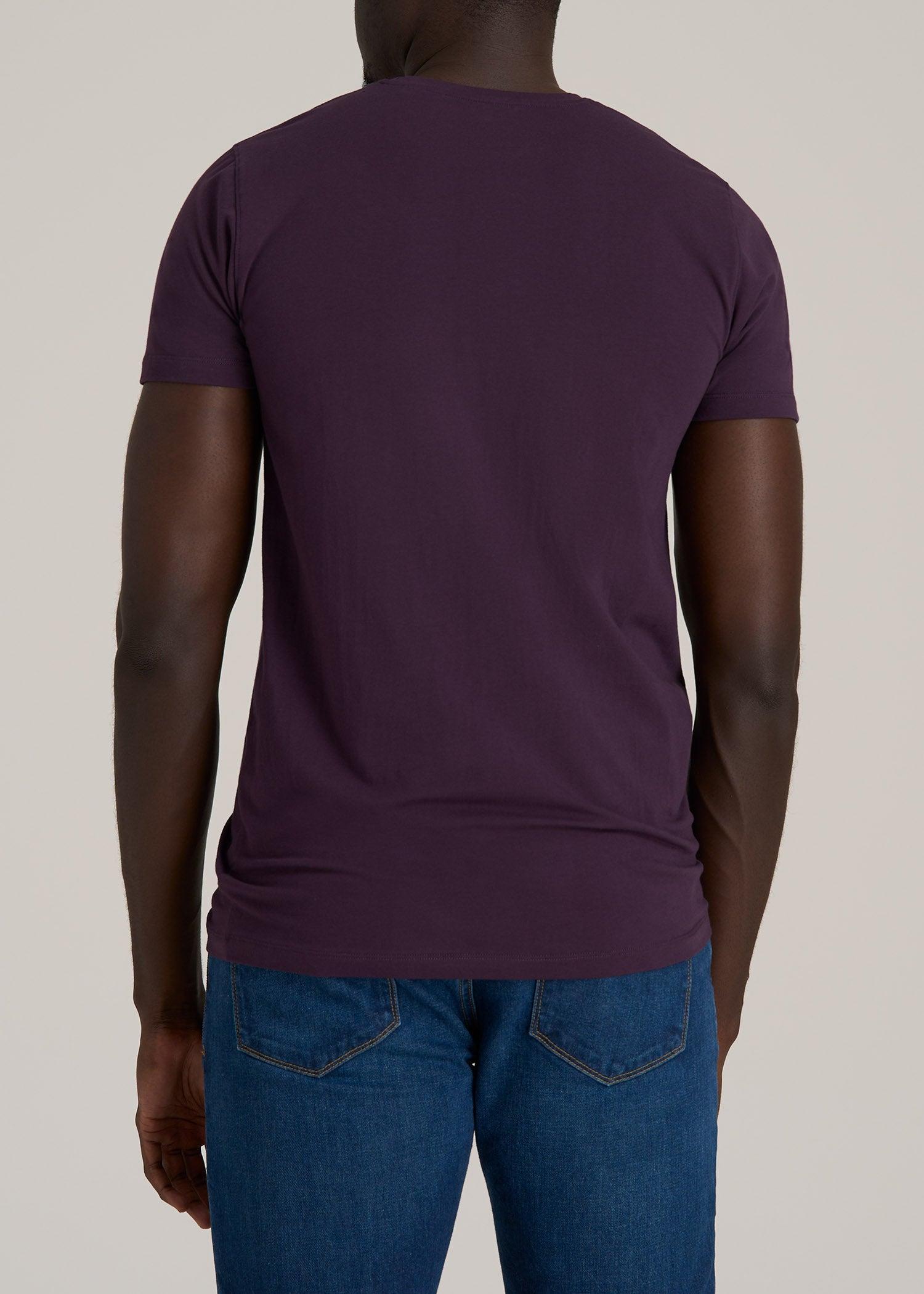 Stretch Cotton MODERN-FIT T-Shirt for Tall Men in Midnight Plum Product Image