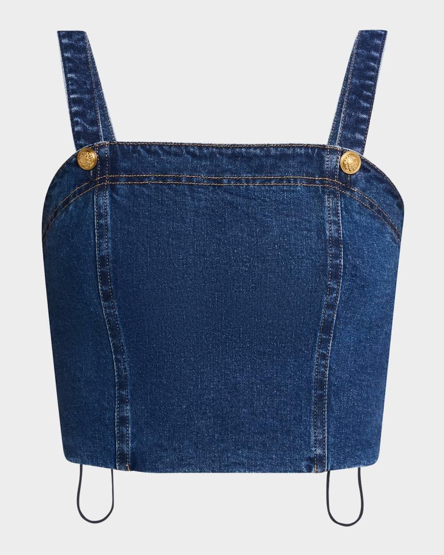 Sue Denim Bustier Cropped Top Product Image