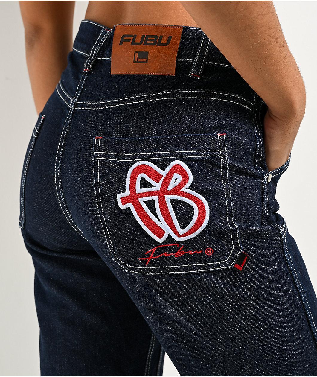 FUBU Classic Dark Blue Double Knee Carpenter Jeans Product Image