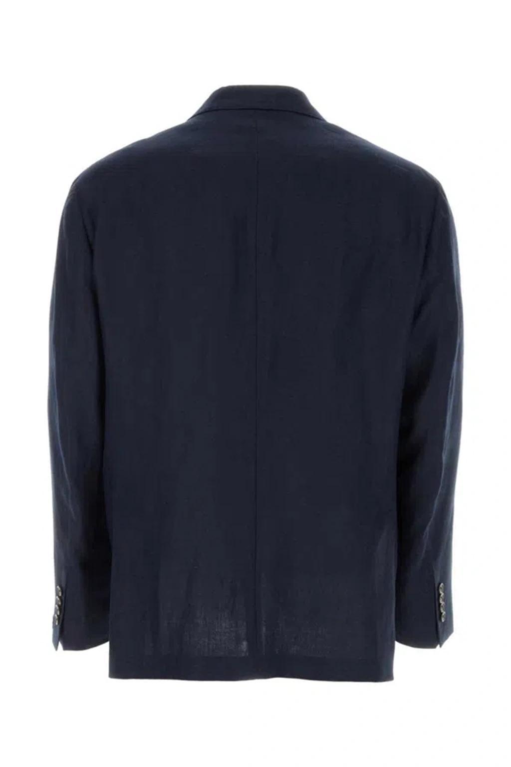 Dark Blue Linen Blazer In Navy product image