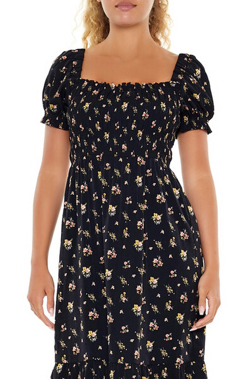 Floral Puff-Sleeve Dress | Forever 21 Product Image