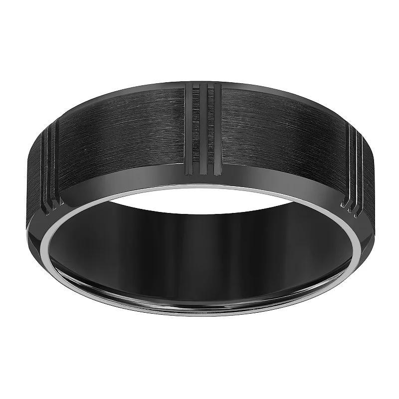 AXL Black Titanium 8 mm Comfort Fit Mens Band Black silver Product Image