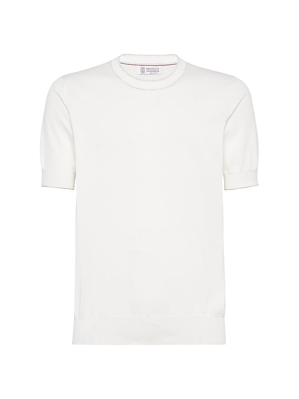 Mens Cotton Lightweight Knit T-Shirt with Contrast Details Product Image