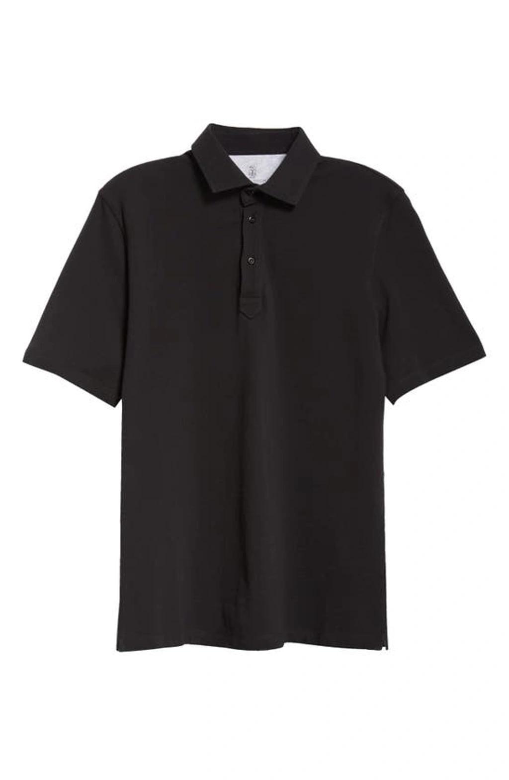 BRUNELLO CUCINELLI Cotton-piqué Polo Shirt In Black Product Image