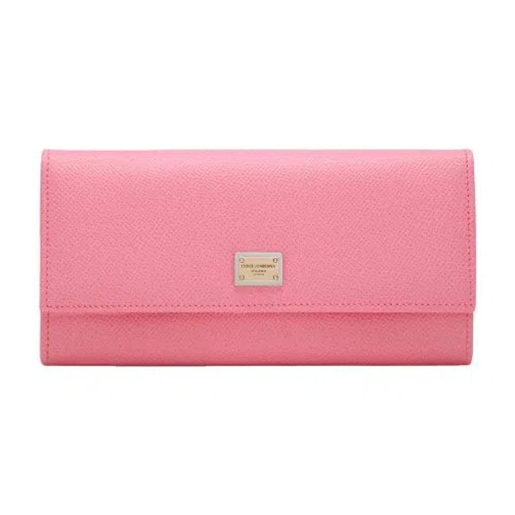 Dauphine Calfskin Wallet With Branded Tag In Cyclamen_2 Product Image