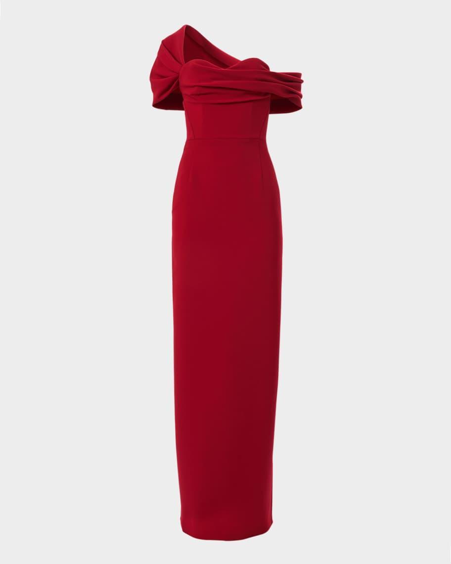 Draped Off-Shoulder Column Gown Product Image