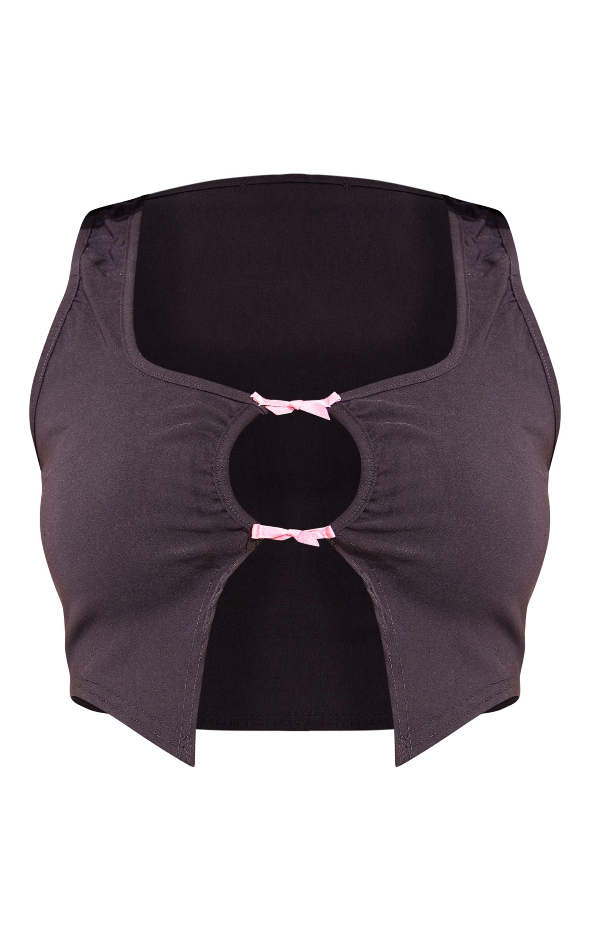 Tall Black Bow Detail Vest Product Image