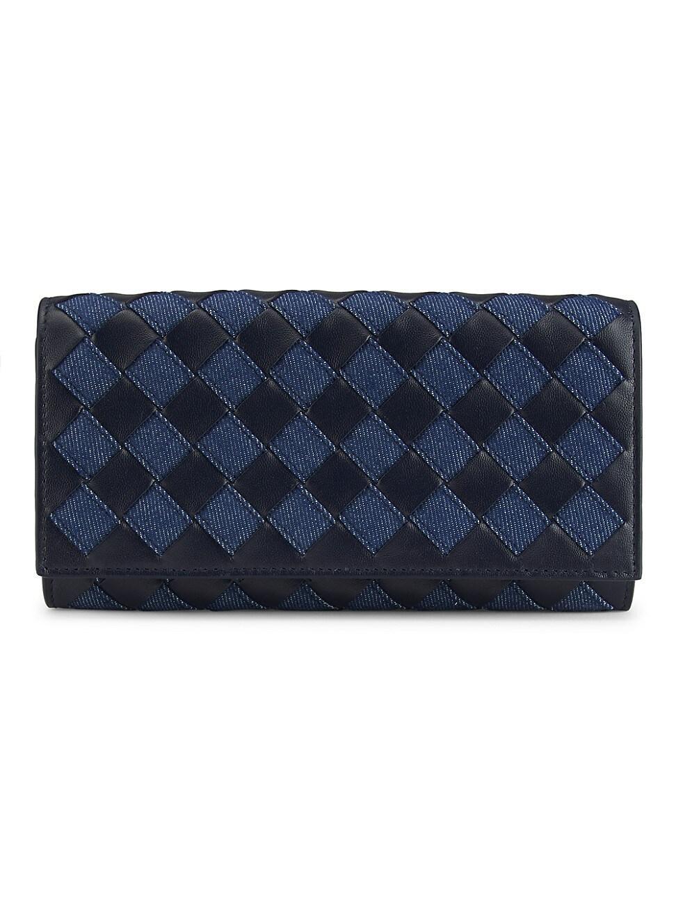 Womens Intrecciato Leather & Denim Wallet Product Image