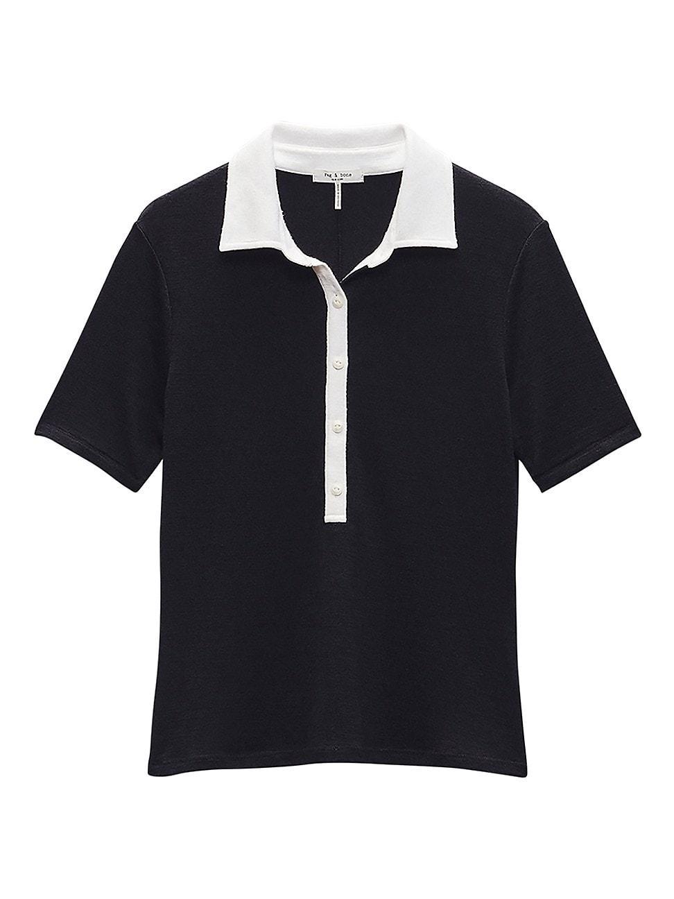 Womens Knit Short-Sleeve Polo Shirt Product Image