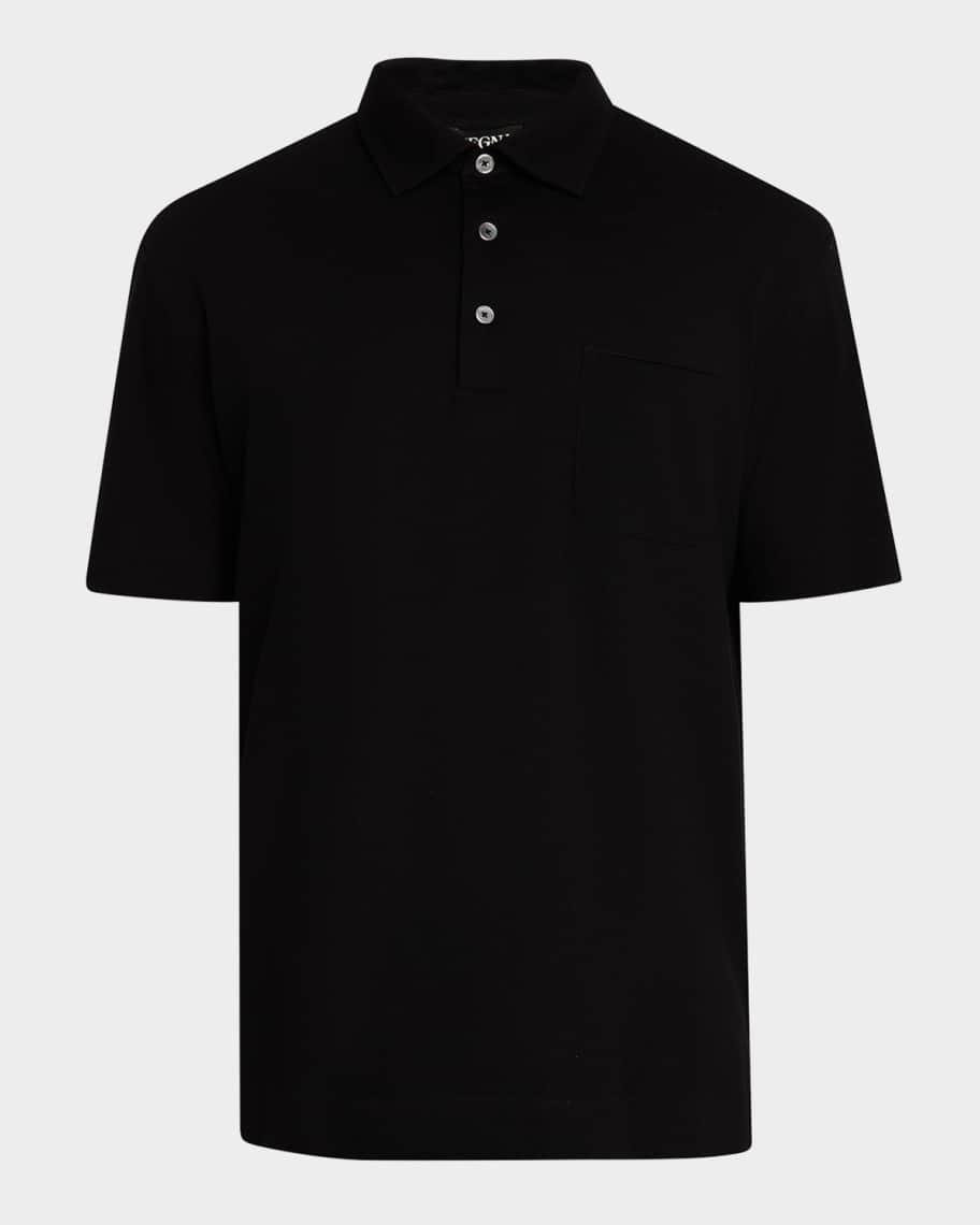 Men's Pique Polo Shirt with Leather-Trim Pocket Product Image