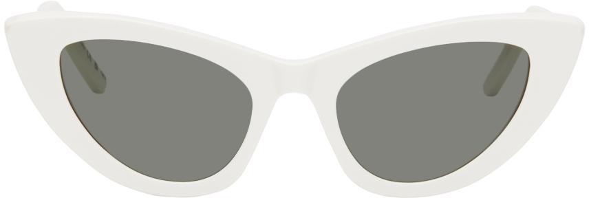 SAINT LAURENT White Sl 213 Lily Sunglasses In 017 White-white-grey Product Image