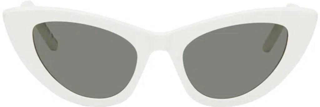 SAINT LAURENT White Sl 213 Lily Sunglasses In 017 White-white-grey Product Image