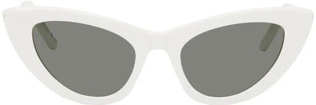 SAINT LAURENT White Sl 213 Lily Sunglasses In 017 White-white-grey Product Image