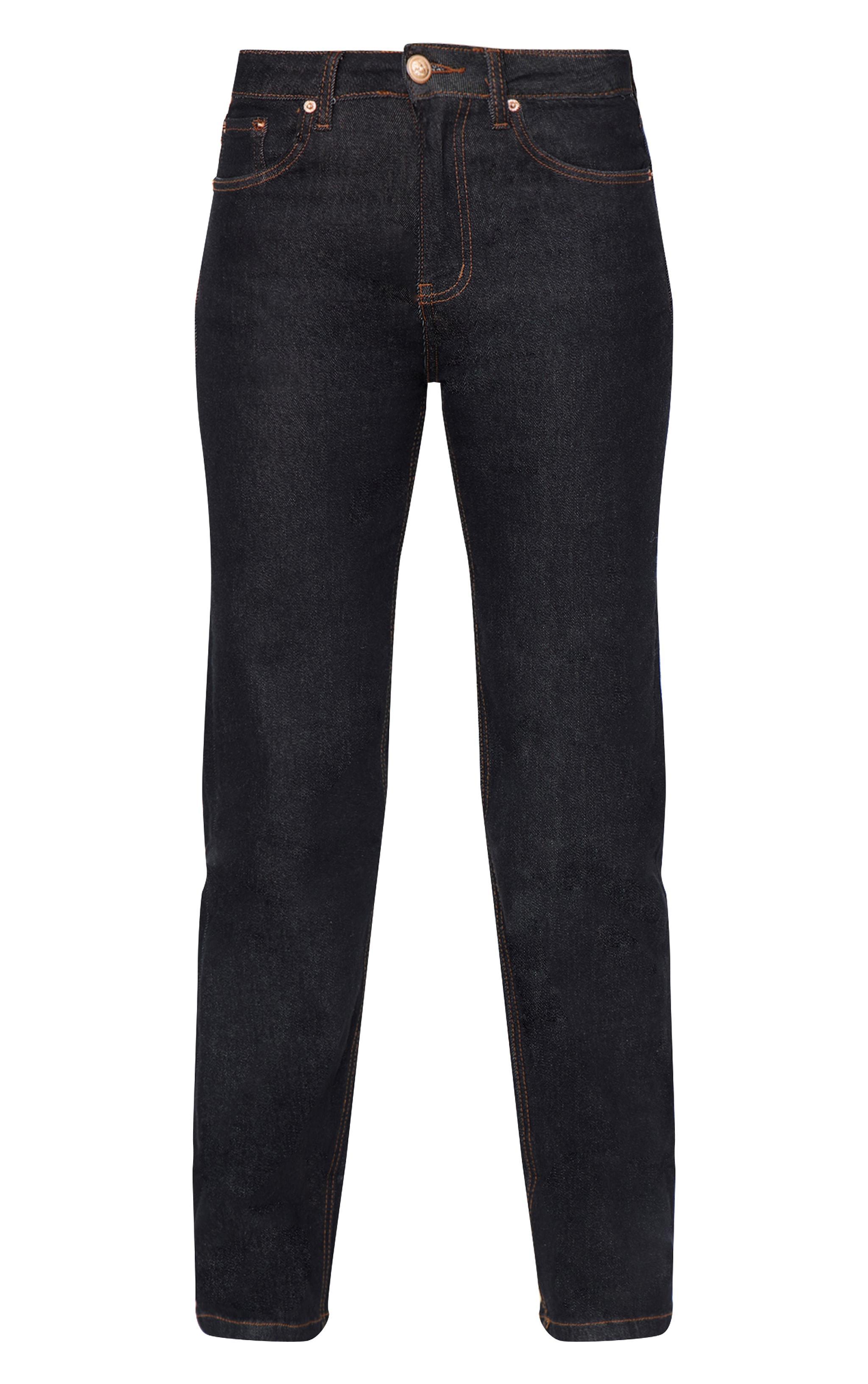 Raw Indigo Wash Contrast Stitch Straight Leg Jean Product Image