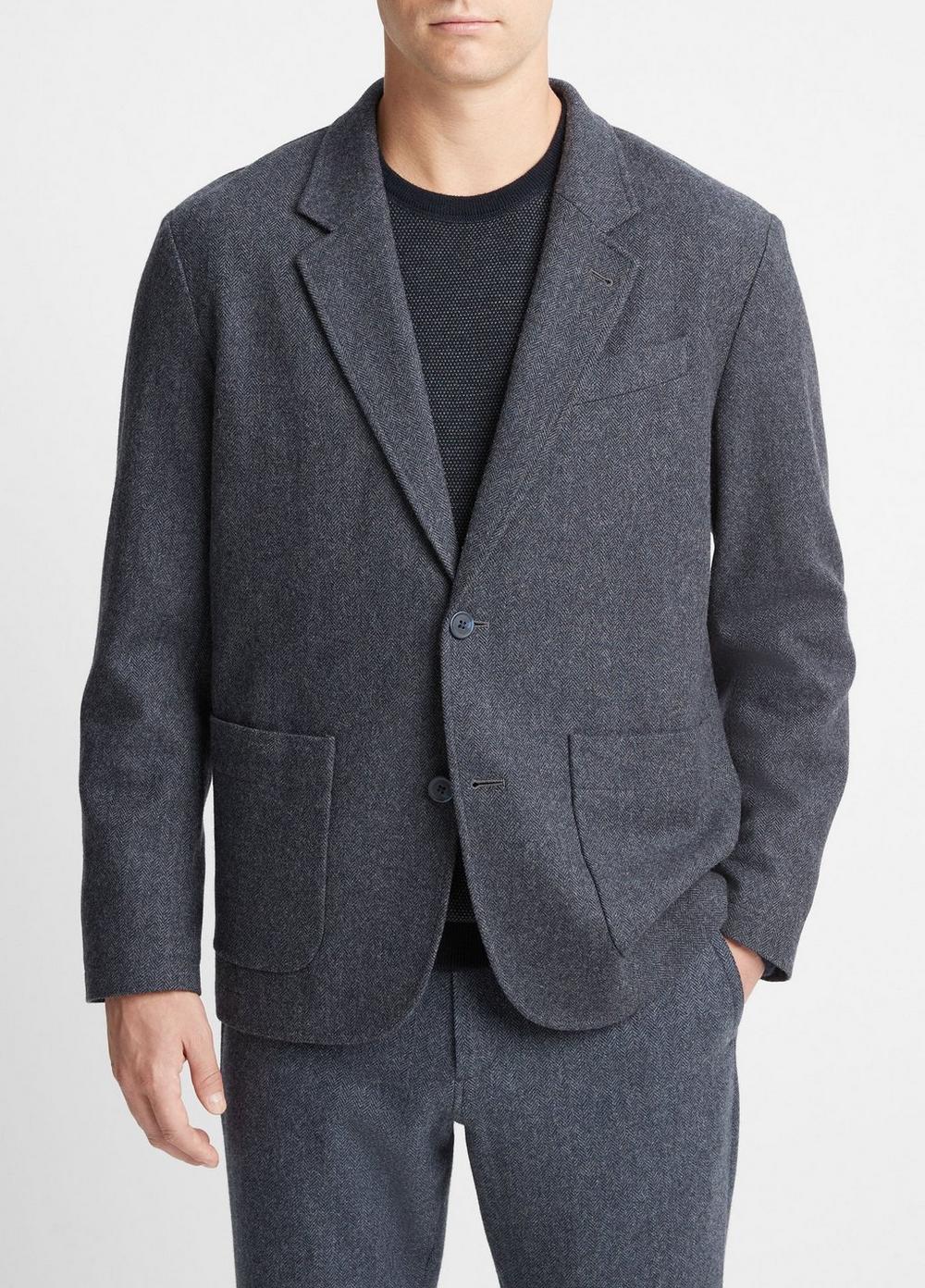 Herringbone Wool-Blend Flannel Blazer Product Image