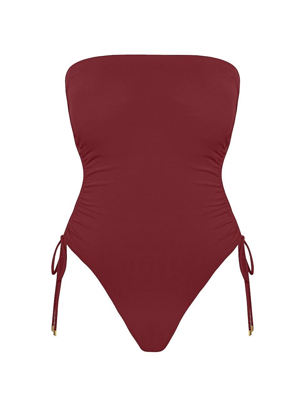 Robin Piccone Aubrey Strapless Cinched One-Piece Swimsuit Product Image