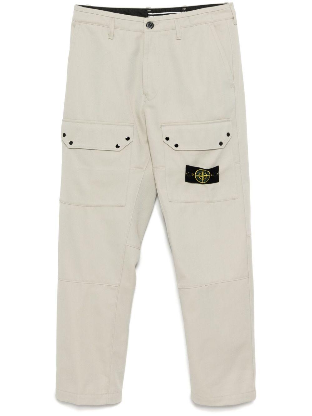 STONE ISLAND Beige Logo Patch Cargo Pants In V0097 Plaster Product Image