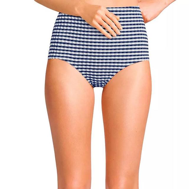 Womens Lands End Gingham High Waisted Tummy Slimming Tugless Bikini Bottoms Product Image