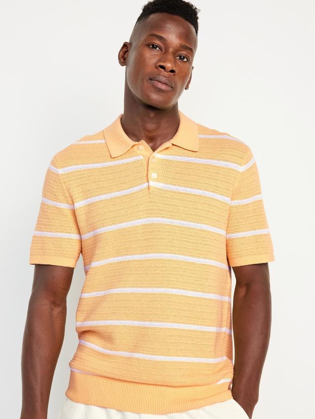 Striped Polo Sweater for Men Product Image