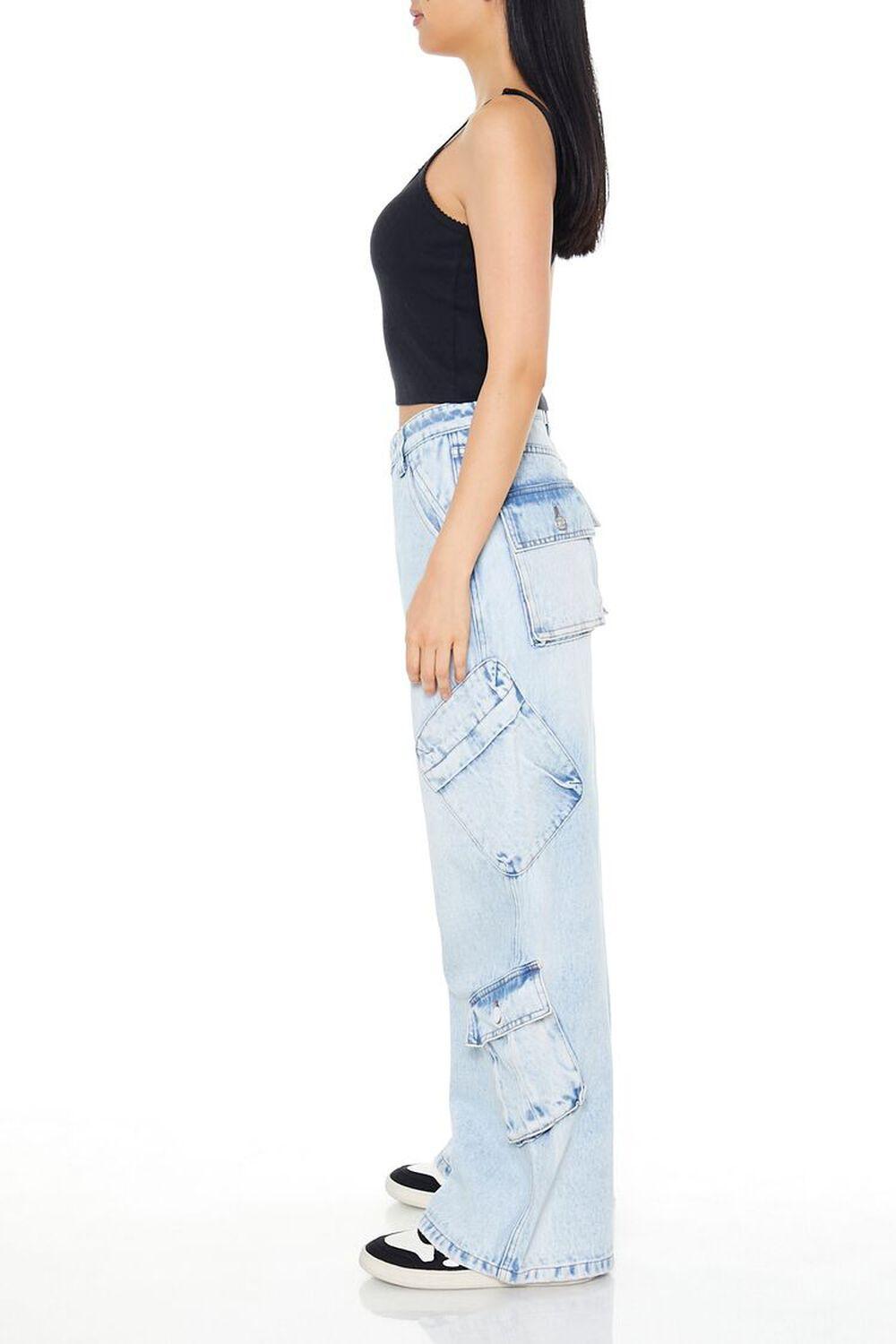 Mid-Rise Wide-Leg Cargo Jeans | Forever 21 Product Image