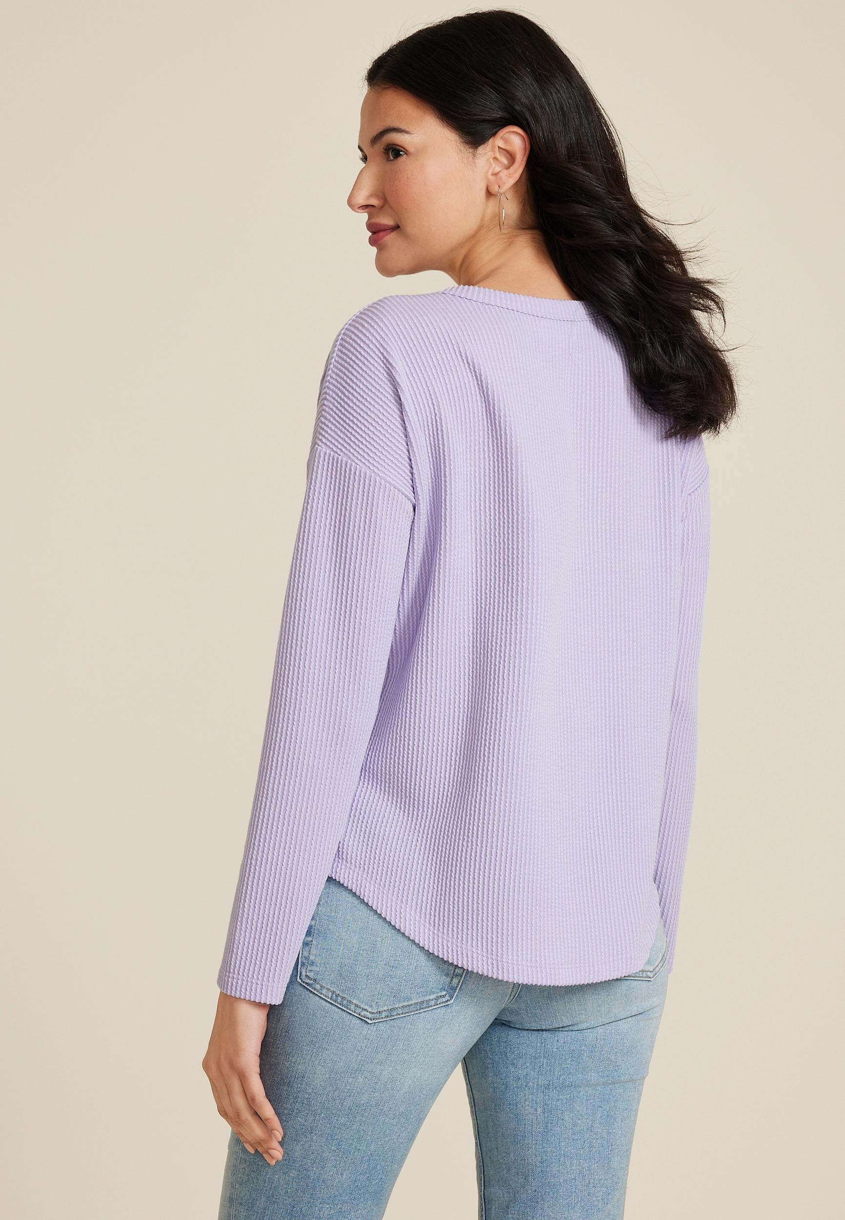 24/7 Clara Long Sleeve Wavy Ribbed Tee Product Image