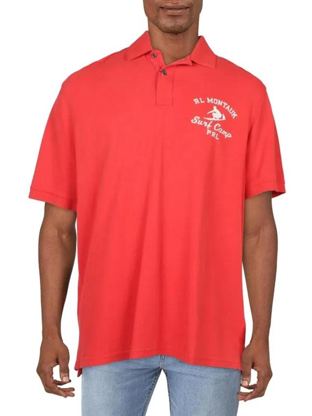 Mens Cotton Graphic Polo In Red Product Image