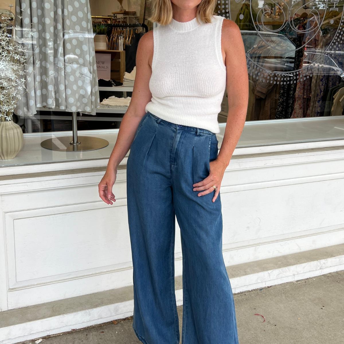 Memories Wide Leg Chambray Pants Product Image