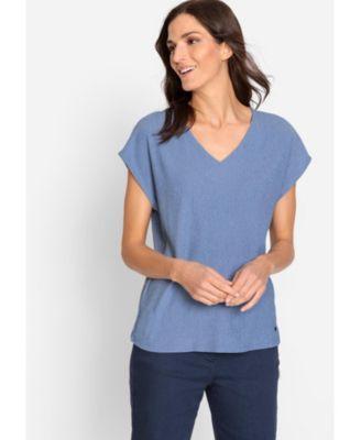 Olsen Womens Solid VNeck Cap Sleeve TShirt Product Image