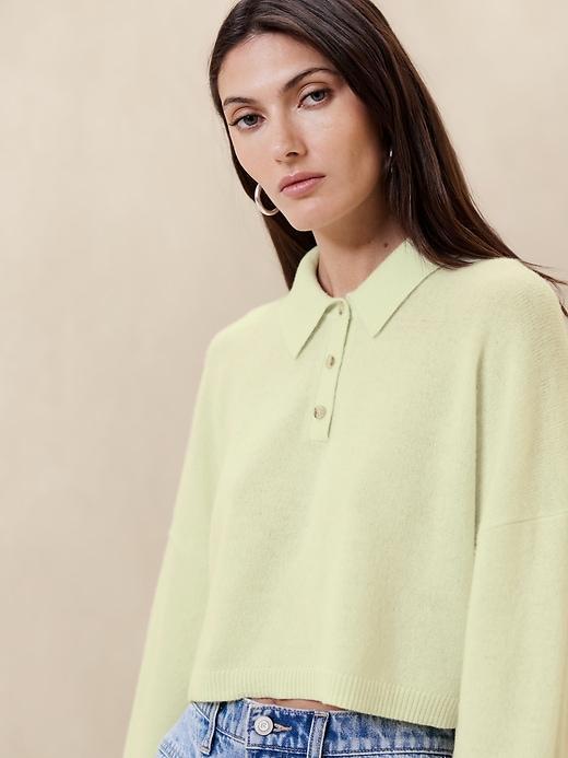 Luna Cropped Cashmere Sweater Polo Product Image