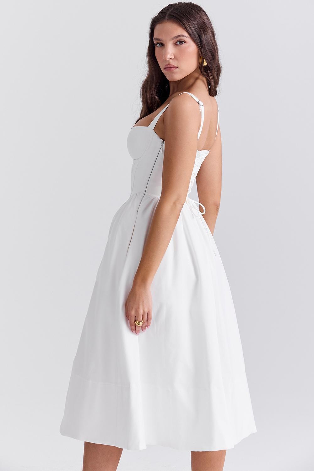 Kelly White Corset Midi Sundress Product Image