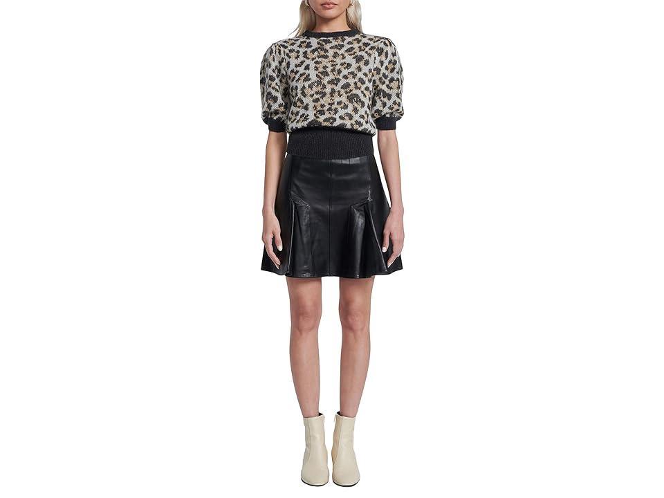 7 For All Mankind Airy Pointless Short Sleeve Blouse (Leopard) Women's Clothing Product Image