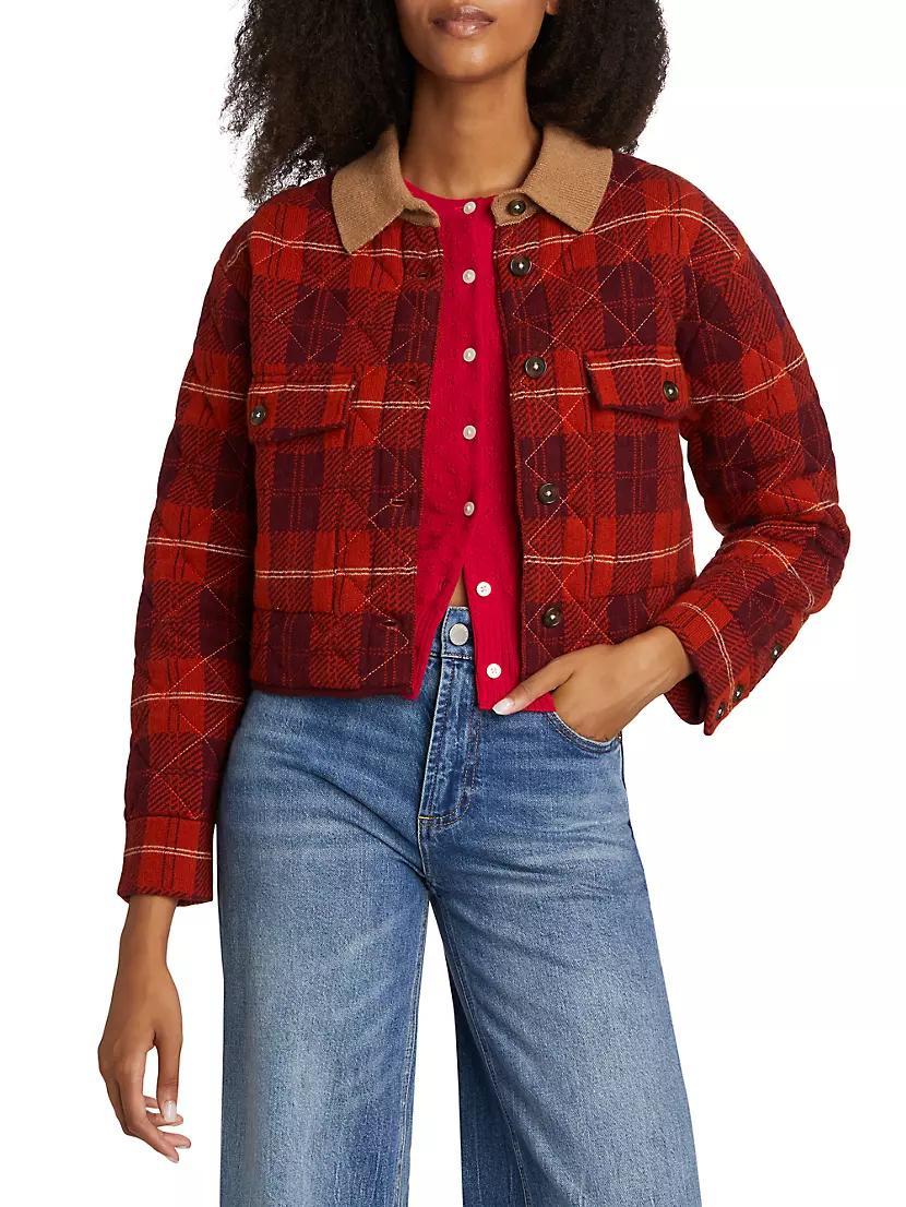 Plaid Wool-Cashmere Crop Jacket Product Image