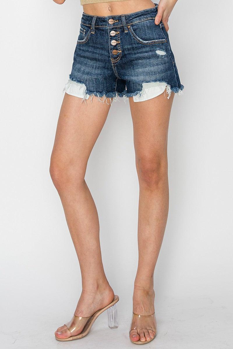 Mid Rise Button Down Shorts Product Image