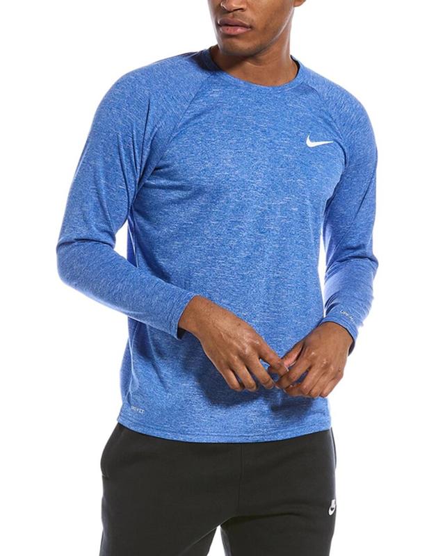 Men's Heather Hydroguard Long Sleeve Swim T-shirt In Blue Product Image