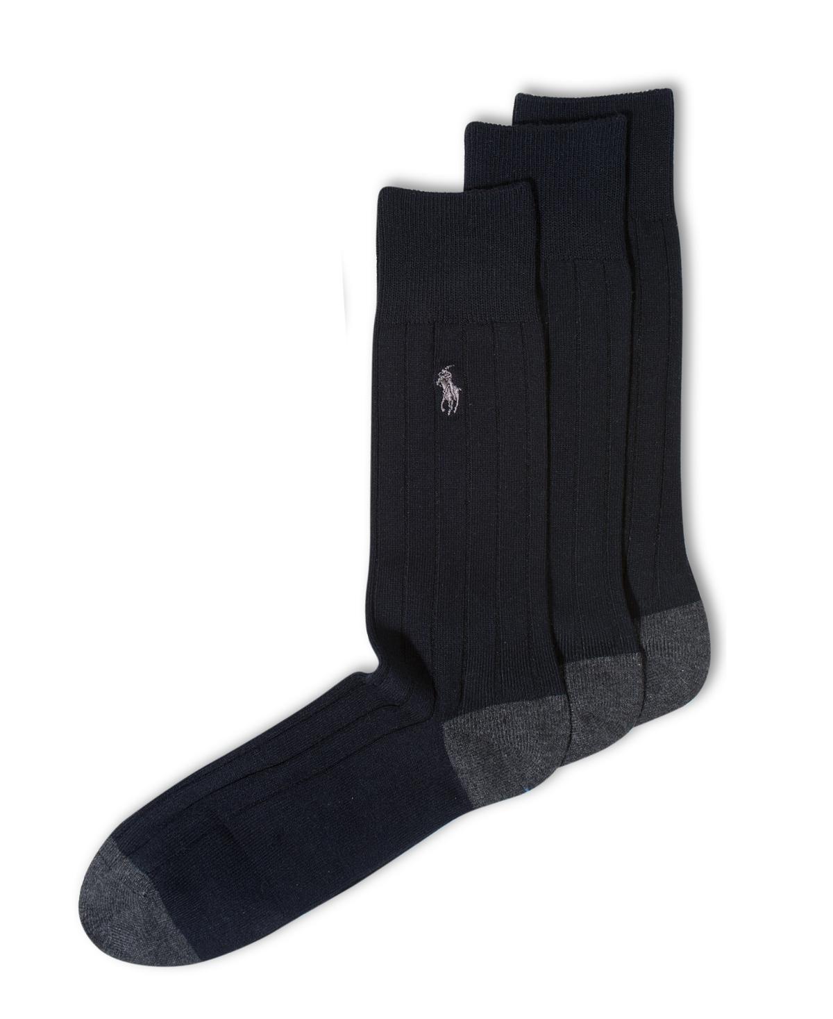 Polo Ralph Lauren Mens 3-Pk. Soft Touch Rib Dress Socks - Black/Blue Product Image